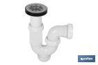 Siphon Courbé | Avec Sortie de Ø40 mm | Avec Raccord de 1" 1/2 x 70 | Valve pour Lavabo et Bidet | Fabriqué en Polypropylène - Cofan