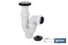 P-Trap | With Ø40mm Outlet | With 1" 1/2 x 70 Fitting | Basin and Bidet Valve | Polypropylene | Ø32mm Conical Reduction Gasket - Cofan