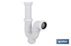 P-Trap | With Ø40mm Outlet | With 1" 1/2 x 70 Fitting | Basin and Bidet Valve | Polypropylene | Ø32mm Conical Reduction Gasket - Cofan