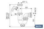 P-Trap |With Ø40mm Outlet | With 1" 1/2 Fitting | Polypropylene | Ø32mm Conical Reduction Gasket | Coupling - Cofan