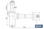 Sifão de garrafa | Extensível | Cromado Cilíndrico | Saída horizontal de 330 mm de comprimento e Ø32 mm - Cofan