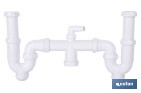 SIFÓN CURVO DOBLE EXTENSIBLE | SALIDA ORIENTABLE DE Ø32-40 MM Y RACORES DE 1 1/2" | ADECUADO PARA FREGADEROS