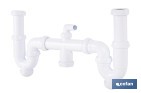 Sifón curvo doble extensible | Salida orientable de Ø32-40 mm y racores de 1 1/2" | Adecuado para fregaderos - Cofan