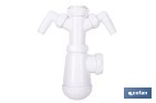 SIFÓN DE BOTELLA EXTENSIBLE CON 2 TOMAS AUXILIARES | SALIDA HORIZONTAL DE Ø32-40 MM Y RACOR DE 1 1/2" | ADECUADO PARA FREGADERO