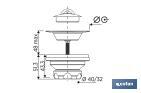 Valve pour Évier | Fabriquée en Polypropylène | Dimensions : 1" 1/2 x 70 ou 1" 1/2 85 | Comprend Bouchon et Vis - Cofan