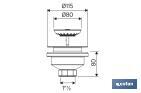 Sink Valve | Polypropylene | Size: 1" 1/2 x 115 | Stainless Steel Strainer Plug | High Drainage Capacity | Polypropylene - Cofan