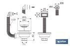 Válvula para Fregadero | Medidas: 1" 1/2 x 115 | Con Cesta Rejilla de Acero Inox. y Tornillo | 2 Modelos de Rebosadero - Cofan