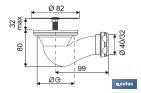 Shower Tray Waste Trap | 60mm Opening | Ø82mm Strainer Plug | Ø40mm Outlet | Ø32mm Conical Reduction Gasket - Cofan