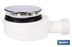 VÁLVULA SIFÓNICA EXTRAPLANA PARA DUCHA | EMBELLECEDOR CROMADO DE ACERO INOXIDABLE | SALIDA HORIZONTAL DE Ø32-40 MM