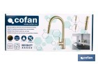 Grifo de cocina extensible con rociador de 2 funciones | Giratorio 360° | Cartucho cerámico de Ø35 mm y latiguillos de 50 cm | Disponible en diferentes acabados - Cofan