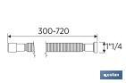 Tubo Flexível Metálico | Comprimento: 300-720mm| Para Lavatório e Bidé | Medidas: 1" 1/2 Ø32-40 mm ou 2" 2/2 Ø40-50 mm - Cofan