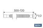 Tubo Flexível Metálico | Comprimento: 300-720mm| Para Lavatório e Bidé | Medidas: 1" 1/2 Ø32-40 mm ou 2" 2/2 Ø40-50 mm - Cofan