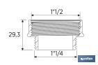 Adaptador Convertidor 1" 1/4 macho - 1" 1/2 hembra | Para aplicar a tubo flexible | Accesorio de Fontanería - Cofan