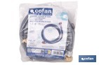 Manguera de entrada de agua con tuercas de latón para lavadora y lavavajillas con 1,5 m de longitud. Conexión 3/4" y hasta 60 bar - Cofan