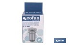 Válvula Click-Clack Larga | Fabricada en Latón Cromado |Rosca 1" 1/4 | Incluye Tapón cromado grande de Ø63 mm - Cofan
