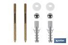 Set of Vertical Screws | Toilet Fixing Screws | M5 x 75 | Set of Two Screws, Caps and Wall Plugs - Cofan