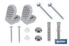 SET OF SCREWS | TOILET FIXING SCREWS | HORIZONTAL | SET OF BRACKET, TWO SCREWS, CUPS AND A WALL PLUG