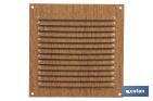 Ventilation grille | Wood coloured aluminium | Available with or without mosquito net - Cofan