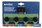 Hose splitter | 4 adjustable outlets | Suitable for garden hoses | With tap adapter - Cofan