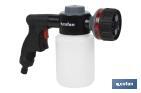 Pistola de riego con 6 posiciones ajustables y depósito para dispensador de jabón de 500 ml - Cofan