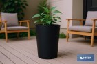 Maceteros cónicos decorativos con depósito | Color: negro | Resistentes para los UV | Material: polipropileno | Disponibles en diferentes medidas - Cofan