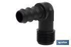 Conector en forma de Codo con Rosca Macho 3/4" color Negro - Cofan