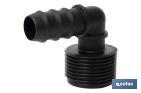 Conector en forma de Codo con Rosca Macho 3/4" color Negro - Cofan