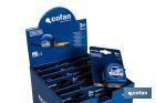 Expositor para flexómetros estándar con botón de bloqueo de Cofan | Incluyen los flexómetros | Varias medidas y capacidades - Cofan