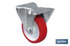 Fixed polyurethane castor | With plain mounting plate | For loads up to 150kg and diameters of 80, 100 and 125mm - Cofan