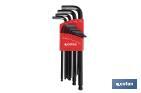 SET OF BALL END HEX KEYS WITH INCH SIZE | 13 UNITS | CHROME-VANADIUM STEEL