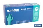 Caja de 100 guantes de nitrilo desechables de color verde, sin polvo, de alta resistencia y protección profesional | Disponible en diferentes tallas - Cofan