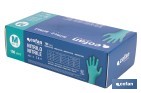 Caja de 100 guantes de nitrilo desechables de color verde, sin polvo, de alta resistencia y protección profesional | Disponible en diferentes tallas - Cofan
