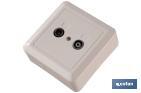 Squared TV aerial coaxial socket | 1 Female & 1 Male Connector | White - Cofan
