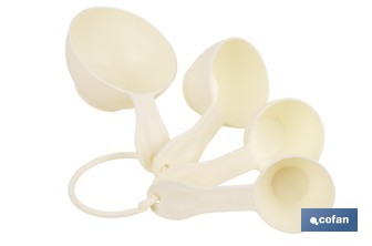 Juego de 4 cucharas medidoras con diferentes capacidades | Medición en mililitros | Color: amarillo pastel - Cofan
