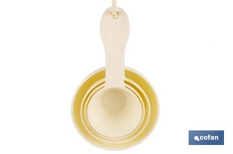 Juego de 4 cucharas medidoras con diferentes capacidades | Medición en mililitros | Color: amarillo pastel - Cofan