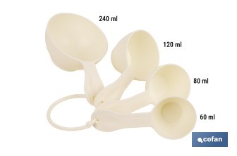 Juego de 4 cucharas medidoras con diferentes capacidades | Medición en mililitros | Color: amarillo pastel - Cofan