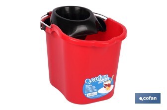 Bucket + Wringer | Red l Metallic handle and special wringer - Cofan