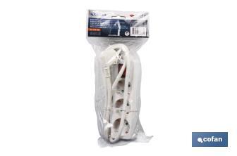 Base múltipla bipolar de 3 tomadas para fichas | Cabo de 1,4 m | Interruptor de ON/OFF - Cofan
