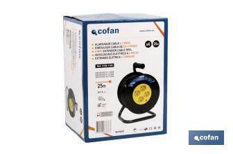 Cable Reel with 4 Sockets | Cable Length: 25 metres | Cable section: 3 x 1.5mm - Cofan