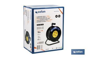 Alargador de cable con 4 tomas | Longitud del cable 50 metros | Sección cable 3 x 1,5 mm - Cofan