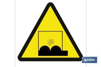 Señal de peligro de atrapamiento y proyección partículas - Cofan