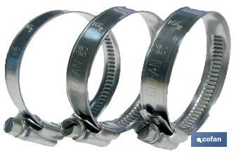Colliers metalliques INOX A-2. Bande 9mm large - Cofan