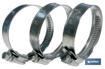 Stainless steel A-2 hose clamps. Band width 9mm - Cofan