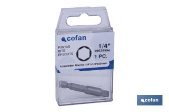 Adaptateur porte douilles 1/4" - Cofan