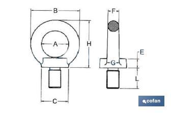 Anilla de Elevación Macho DIN-582 INOX A-2 - Cofan