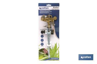 Irrigatore a battente 360° con picchetto | Di metallo | Per giardino e agricoltura | Superfici grandi - Cofan