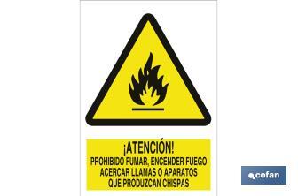 Atención, no encender fuego, llamas o chispas - Cofan