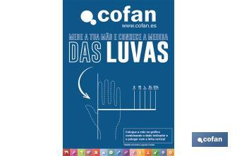 Póster magnetizado com medidor de tamanho de luvas - Cofan