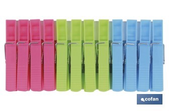 Plastic clothes pegs | Pack of 24 pieces | High quality | Size: 7cm in length | Multi-purpose clothes pegs - Cofan