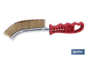 Cepillo universal de acero latonado | Mango ergonómico rojo | Longitud: 240 mm - Cofan